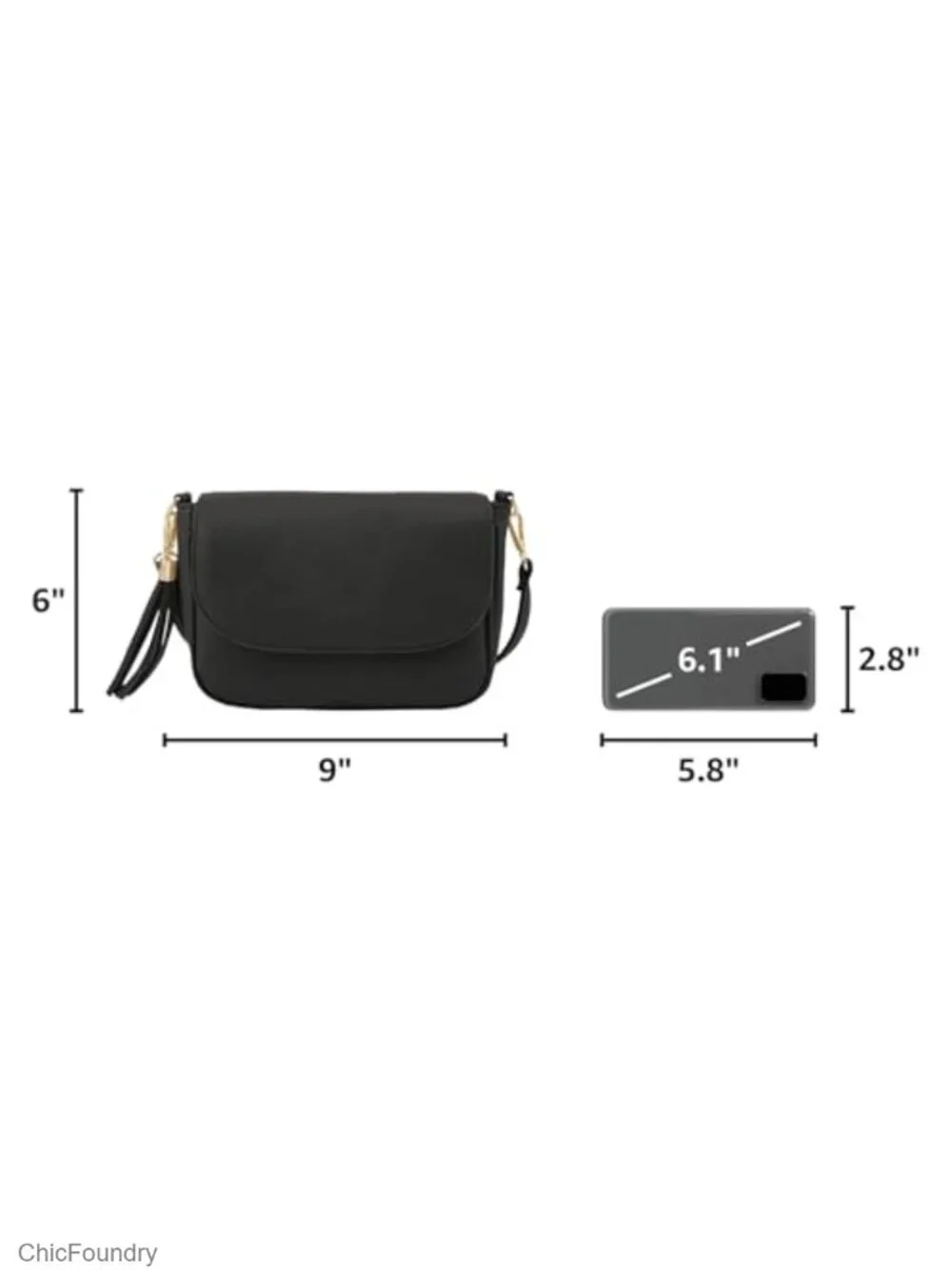 Small Crossbody Bag with Tassel Flap Saddle Vegan Leather Shoulder Purse